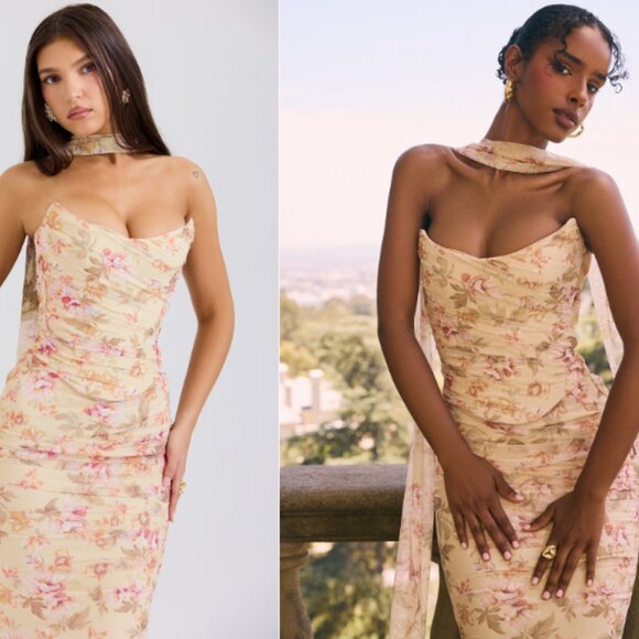 House of CB ‘Hallie & Cassidy’ Honeyflower Print Corset Maxi Skirt Set - Picture 1 of 8